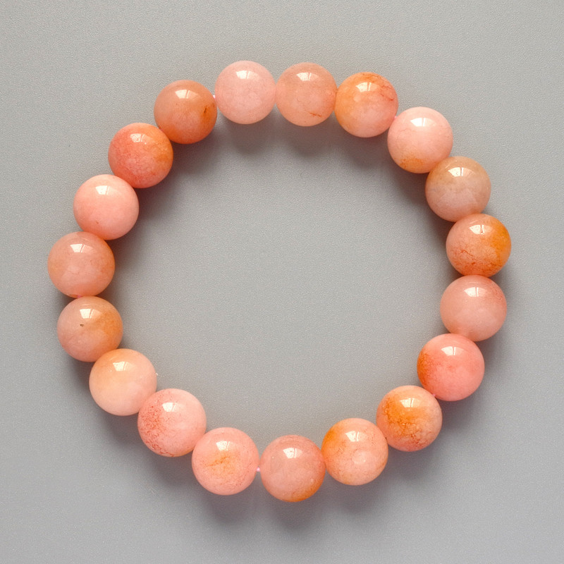 Bracelet Tone-turned Pink Quartz Smooth Bead, diameter 10mm±, length 18cm± (stretch)
