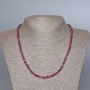 Necklace of natural ruby, faceted cube gemstone, diameter 4mm±, length 45cm ± with clasp