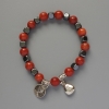 Red Jasper Bracelet (single) and Hematite, diameter 8.5mm, 6mm+-, length 18cm +- (stretch) with metal accents