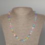 Opal Glass Bead Necklace, Multicolor, Smooth Round Beads 6mm, 49cm Length