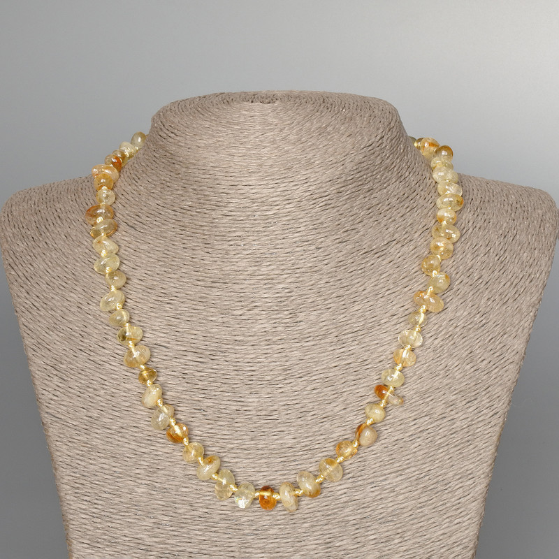 Citrine Necklace with natural gemstone, faceted beads, diameter 8×5 mm, length 49 cm ±