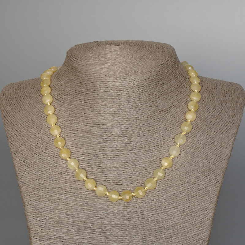 Citrine Necklace of natural stone, faceted coin beads, 8.5x5.5x? mm, length 47 cm +/-
