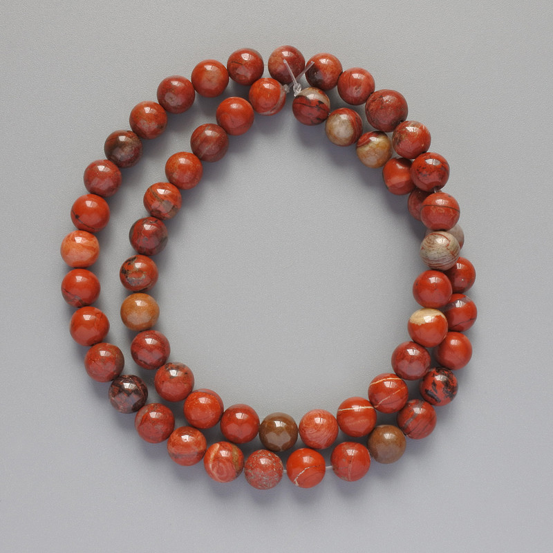 Red Jasper Beads natural stone smooth ball, diameter 6mm±, length 38cm ± on fishing line