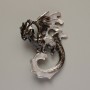 Brooch Pendant Dragon black and gray enamel silver-toned metal 42x58mm