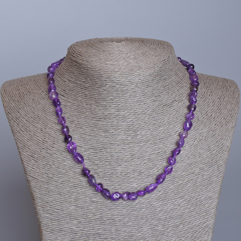 Amethyst Necklace, natural stone faceted beads, diameter 7x9mm, length 47cm