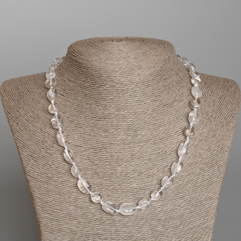 Necklace Mountain Crystal faceted, diameter 9x12mm, length 48cm