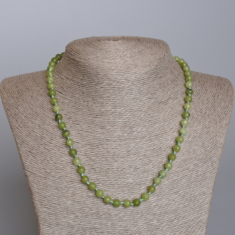 Jadeite Necklace, Canadian Natural Jadeite, Faceted Bead, 6mm diameter ±, Length 48cm ±