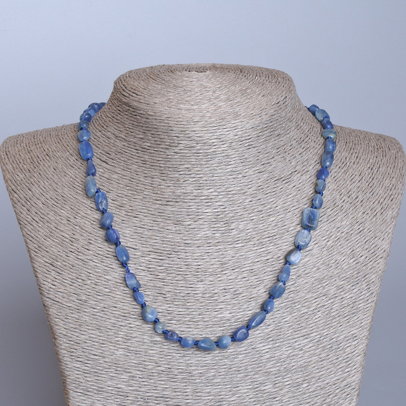 Kyanite Bead Necklace Natural Stone Faceted d 6x7-8x11mm+-, length 48cm+