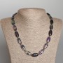 Fluorite Necklace, natural stone, oval beads, 10×20 mm, length 50 cm