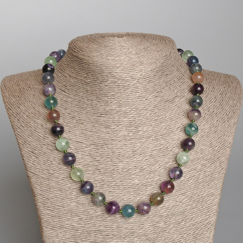 Fluorite Beads Natural Stone Smooth Ball, diameter 10mm±, length 50cm±