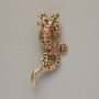Brooch Lizard Multicolor Rhinestones Gold-Tone Metal 29x63mm