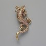 Brooch Lizard with pink rhinestones, holographic (chameleon) golden metal 29x63mm