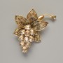 Brooch Pendant Flower with Yellow Crystals Gold-Tone Metal 43x60mm