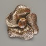 Brooch Pendant Flower Yellow Crystal Light Gold Metal 55x63mm