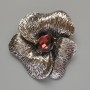 Brooch Pendant Flower Red Crystal Silver Metal 55x63mm