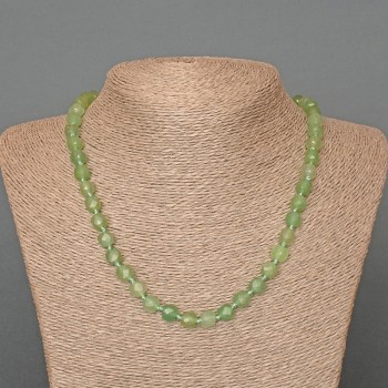 Necklace Jade natural stone faceted cube, diameter 7mm±, length 49cm±
