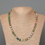 Necklace Green Jasper Natural Stone Faceted Cube, 7mm+- Diameter, Length 51cm+
