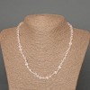 Necklace with Rock Crystal Natural Stone Faceted Cubes, 5mm diameter approx., length 47cm