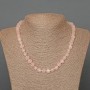 Necklace Rose Quartz Natural Stone Faceted Cubes, 7mm diameter, length 48cm
