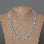 Aquamarine Bead Necklace with Natural Gemstone, faceted cube, diameter 7.5mm, length 50cm
