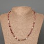 Tourmaline Necklace with Natural Stone Beads, faceted cube, 5mm diameter, length 49cm