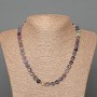 Clearance! Fluorite Necklace with Natural Stone Beads, Faceted Cubes, 7mm diameter, length 50cm