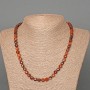 Garnet Necklace brownish natural gemstone faceted cube, diameter 6.5mm+-, length 49cm+-
