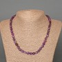 Amethyst Necklace with Natural Stone, Faceted Cube, 7mm Diameter, 50cm Length