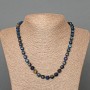 Necklace Blue Cat's Eye Natural Stone Faceted Cube, diameter 7mm±, length 51cm±