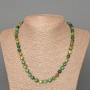 Green Cat's Eye Beads Necklace with Natural Stone, Faceted Cubes, 7mm ± Diameter, 51cm ± Length