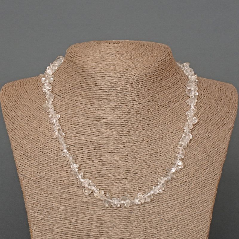 Necklace of Rock Crystal (Gravel) natural stone shard, diameter 6x3mm ±, length 48cm ±
