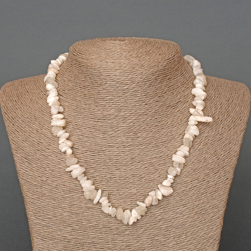 Adularia necklace natural stone chip, 8x4mm, length 47cm