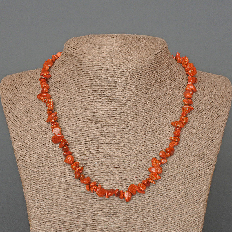 Necklace Aventurine Golden Sand (synthetic) chips, diameter 8x3mm+-, length 45cm+-