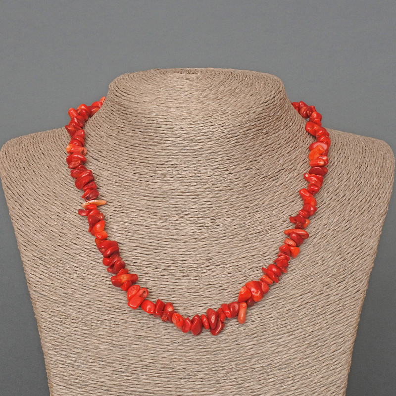 Coral Necklace Natural Stone Chips, 7×3 mm, length 47 cm