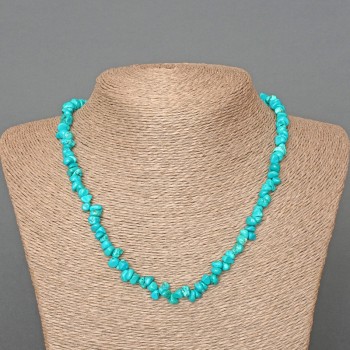 Gowlite Necklace Tuned to Turquoise Crumb, 7x4mm, length 47cm