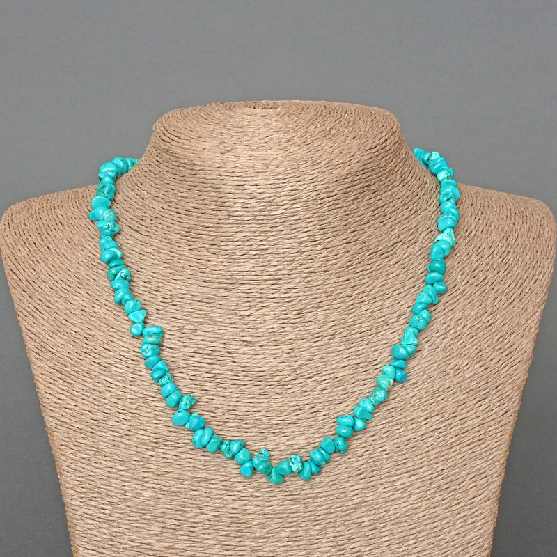 Gowlite Necklace Tuned to Turquoise Crumb, 7x4mm, length 47cm