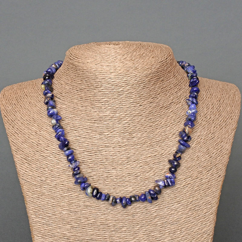 Sodalite Necklace natural stone chip, diameter 8×4mm+-, length 47cm+