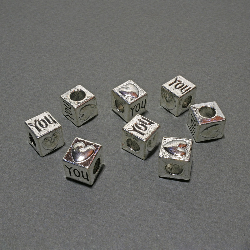 Bead Pandora insert cube bead, diameter 8mm±, inner diameter 4mm, packaging 8 pcs±, 20 g