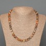 Necklace Sun Stone Natural Heliodolite Faceted Cube, 8mm diameter, 50cm length +/- with seed beads