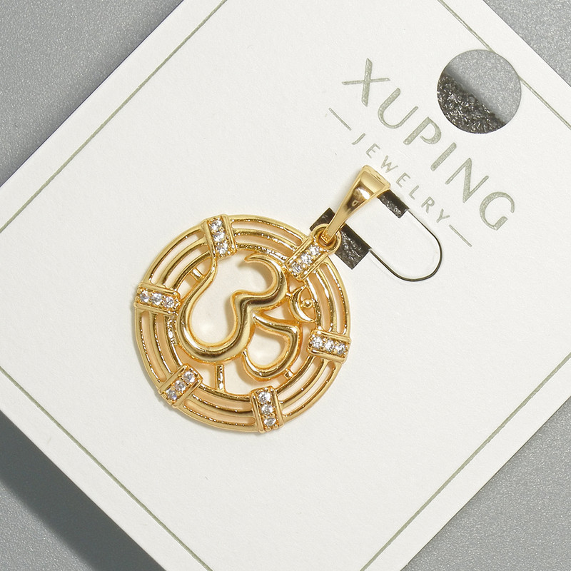 Pendant “Industrious Mantra Om” Xuping with White Rhinestones, 18mm diameter + -, 18K Gold Plating