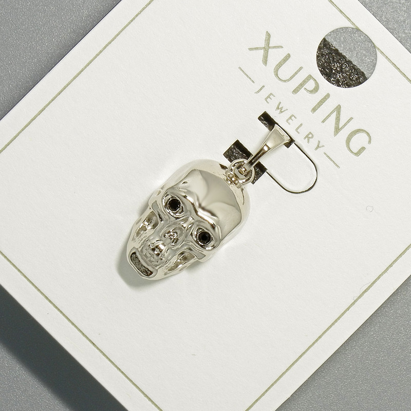Pendant "Skull" Xuping, diameter 9×16mm+ -, length 23mm+-, rhodium