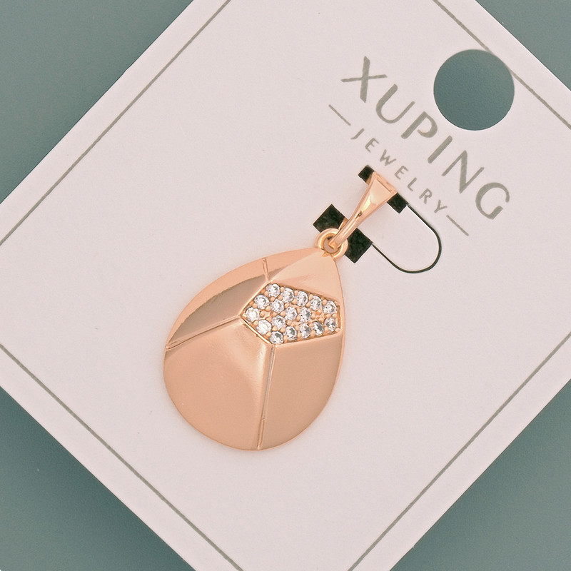 Xuping Pendant with White Crystals, 15x19mm diameter + -, length 26.5mm+- 18K Gold Plating