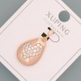 Pendant "Heart" Xuping with White Rhinestones, diameter 14.5×19 mm, length 27 mm, 18K Gold-Pl plated