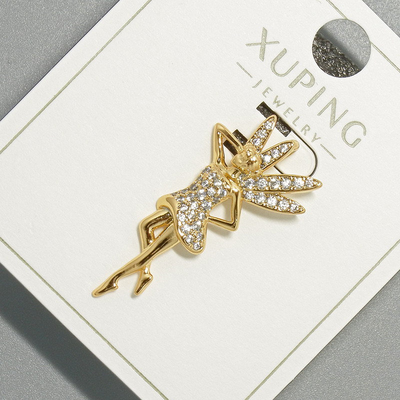 Pendant "Fairy" Xuping with white rhinestones, diameter 15x29, 5mm+ -, length 29.5mm+, 18K gold plating