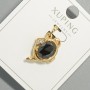 Pendant "Teapot" Xuping with white rhinestones and black crystal, diameter 20.5×14mm, length 20mm, 18K gold plating