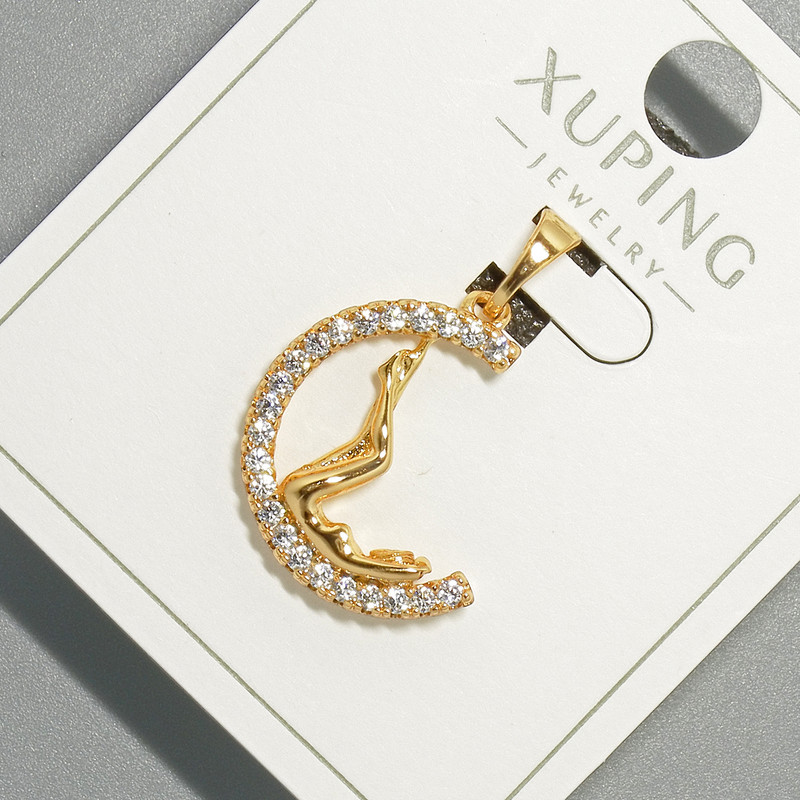 Pendant "Girl" Xuping with white rhinestones, diameter 15x19mm+, length 26mm+ gold plating 18K