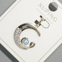 Pendant "Moon Eye" Xuping with White Rhinestones and Blue Enamel, 18.5×19.5 mm, Rhodium-plated, length 26 mm±