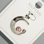 Pendant "Moon Eye" Xuping with white crystals and red enamel, diameter 18.5×19.5 mm, length 26 mm, rhodium-plated