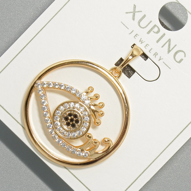 Pendant "Eye" Xuping with white and black crystals, diameter 26mm+, length 33mm+- 18K gold plating
