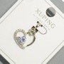 Pendant "Heart" Xuping with white crystal and rhinestones, diameter 15.5×16 mm, length 22 mm, rhodium plated